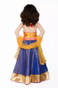 Blue plain silk blend stitched lehenga