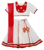 White stone silk blend stitched lehenga