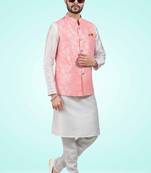 3 pcs jacket kurta/pyjama set +art silk