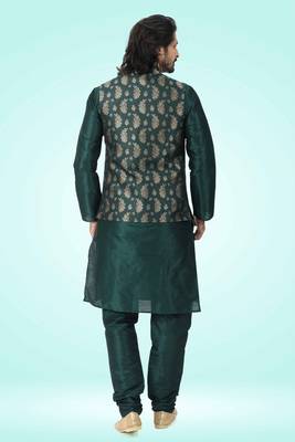 3 pcs jacket kurta/pyjama set +art silk 2