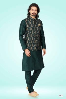 3 pcs jacket kurta/pyjama set +art silk 4
