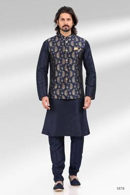 3 pcs jacket kurta/pyjama set +art silk 4