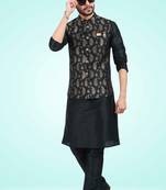 3 pcs jacket kurta/pyjama set +art silk