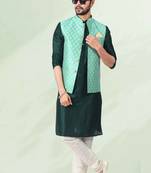 3 pcs jacket kurta/pyjama set +art silk