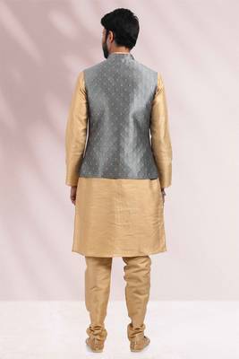 3 pcs jacket kurta/pyjama set +art silk 3