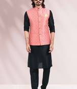 3 pcs jacket kurta/pyjama set +art silk