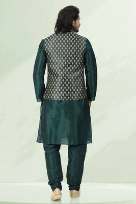 3 pcs jacket kurta/pyjama set +art silk 2