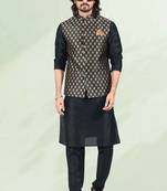 3 pcs jacket kurta/pyjama set +art silk
