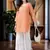 Hand Crafted Orange Organza Lucknowi Chikankari Indian Women Short Kurti With Slip