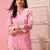 Handmade Pink Cotton Lucknowi Chikankari Straight Indian Women Short Kurti
