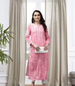 Hand Crafted Pink Cotton Lucknowi Chikankari Indian Women Kurta