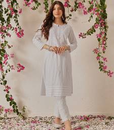 Handmade White Cotton Lucknowi Chikankari Kurta