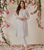 Handmade White Cotton Lucknowi Chikankari Kurta