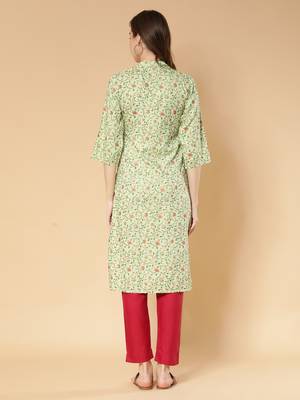 Light-green printed rayon ethnic-kurtis 4