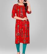 Livuniq's 14kg Red Color Rayon Printed Kurti: Elevate Your Style with Comfort and Luxury
