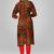Livuniq's Brown Orange Color Rayon Printed Kurti