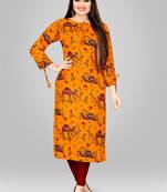 Livuniq's Saffron Color Rayon Printed Kurti