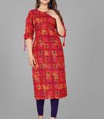 Livuniq's Red Color Cotton Printed Kurti