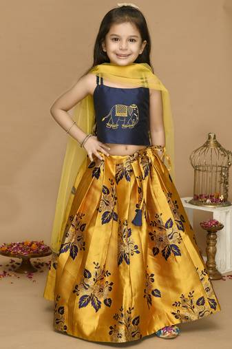 Blue zari silk blend stitched lehenga