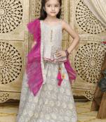 Magenta zari cotton stitched lehenga