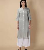 Grey stripes print rayon salwar