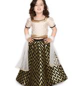 White zari silk blend stitched lehenga