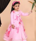 Pink floral Anarkali dress