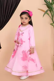 Pink floral Anarkali dress