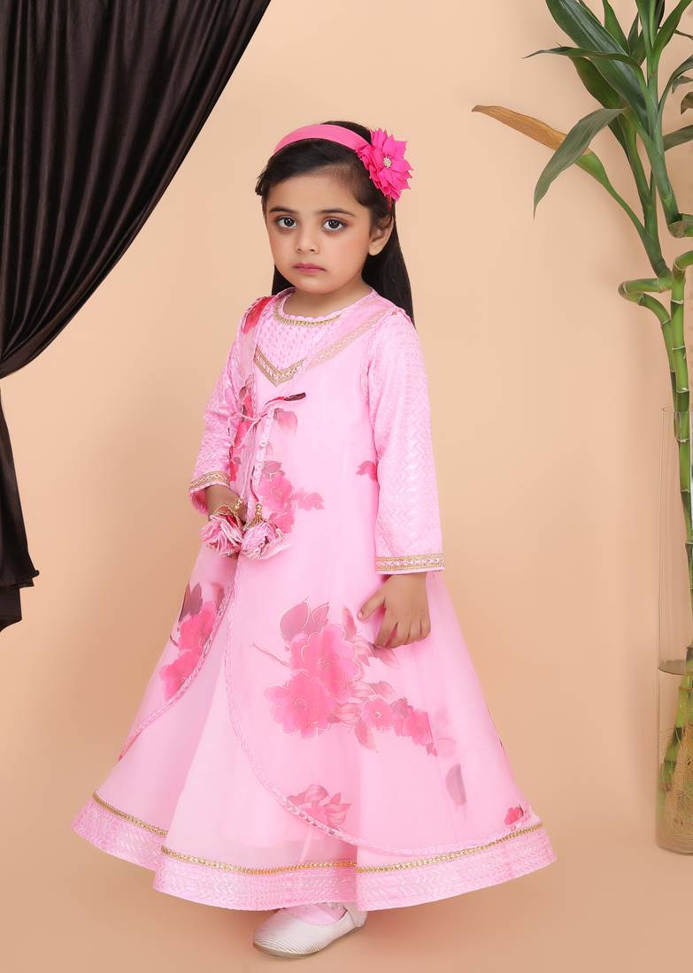 Pink floral Anarkali dress