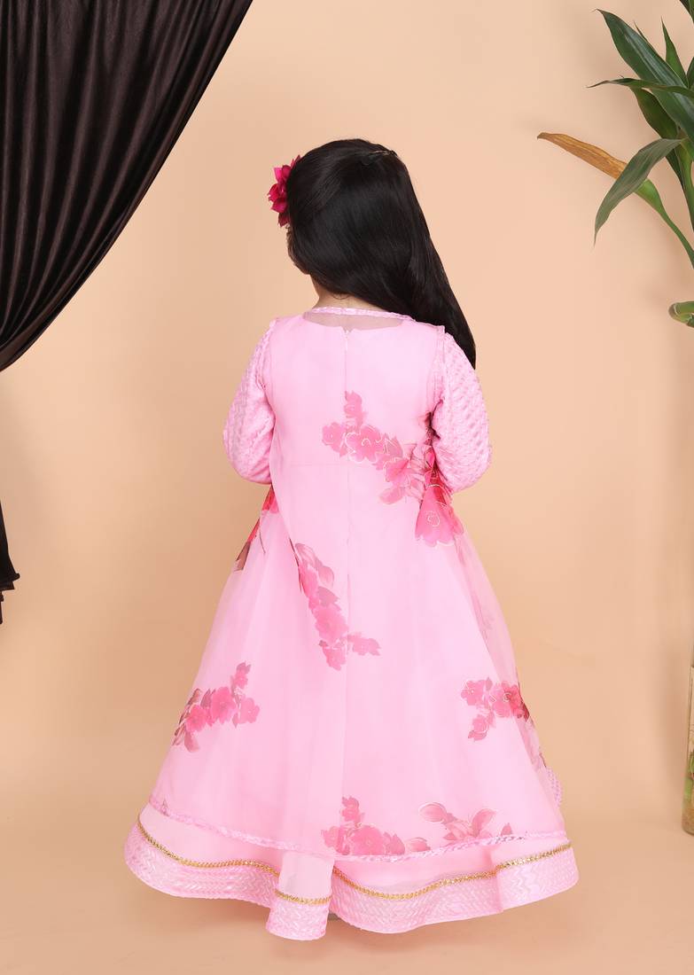 Pink floral Anarkali dress