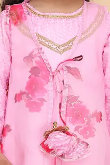 Pink floral Anarkali dress