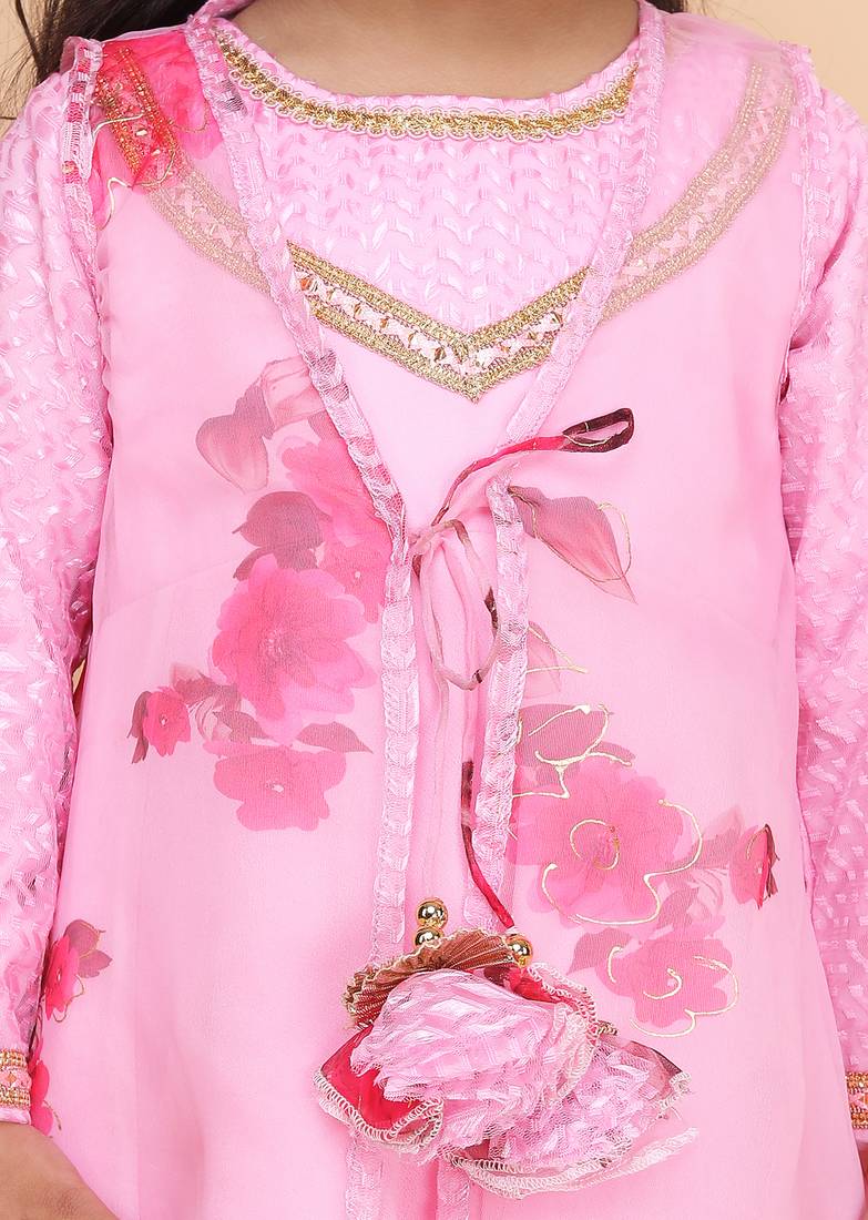 Pink floral Anarkali dress