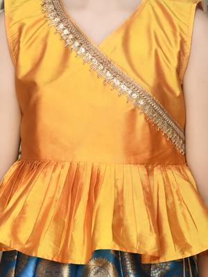 Blue zari silk blend stitched lehenga 4