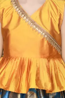 Blue zari silk blend stitched lehenga