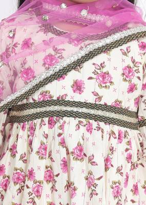 Biege printed kurti pink printed sharara 4