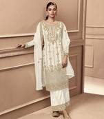 Party Wear White Salwar Suit Net