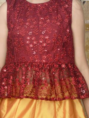 Mustard plain art silk stitched lehenga 4