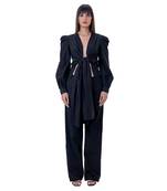 Front-tie Shirt with Blouson Sleeves