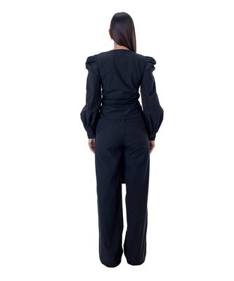 Front-tie Shirt with Blouson Sleeves 4