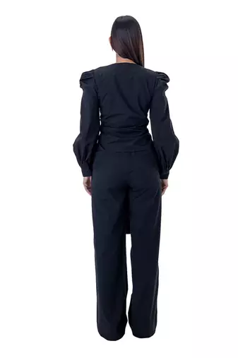 Front-tie Shirt with Blouson Sleeves