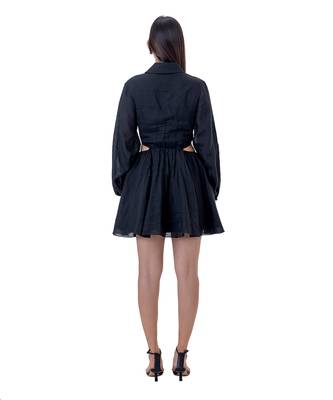 Floral Embroidered Mini Dress with Cut-out Waist Detail 6