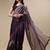 Wine embroidered net saree with blouse