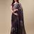 Wine embroidered net saree with blouse