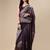 Wine embroidered net saree with blouse