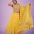 YELLOW THREAD AND ZARI EMBROIDERED GEORGETTE FESTIVE & PARTY WEAR SEMI STITCHED LEHENGA