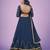 NAVY BLUE GOTA PATTI LACE GEORGETTE FESTIVE & PARTY WEAR SEMI STITCHED LEHENGA