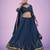 NAVY BLUE GOTA PATTI LACE GEORGETTE FESTIVE & PARTY WEAR SEMI STITCHED LEHENGA