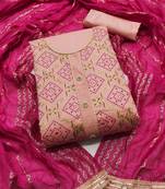 Peach bandhej chanderi salwar
