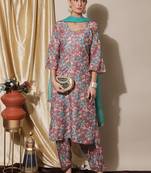 Pink digital print silk salwar