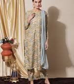 Mustard digital print pure silk salwar